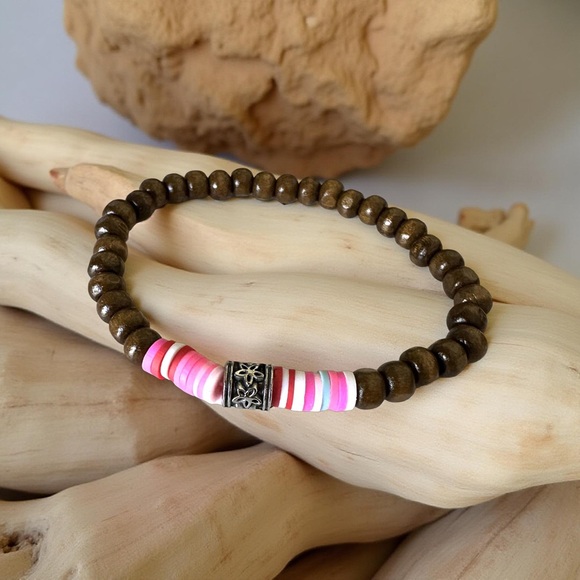 Jewelry - 🔴 5 for $10 ONE Vintage Style Bohemian Wooden Beaded Stacking Bracelet